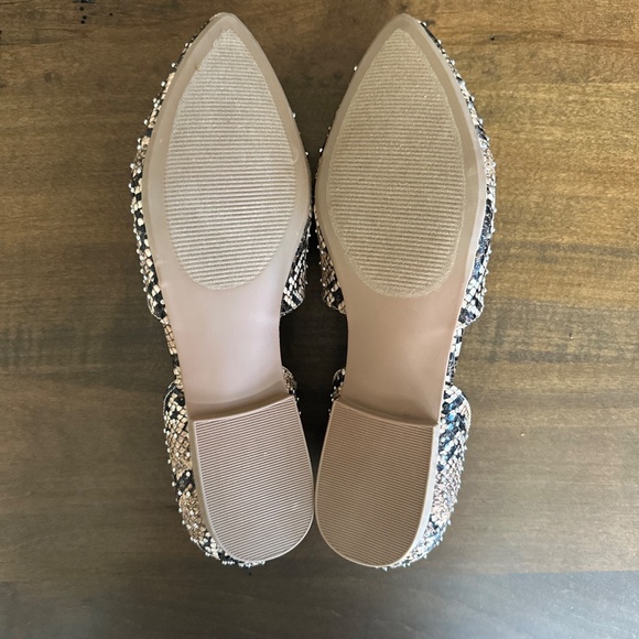 Steve Madden Talent D’orsay Flats Studded Pointed Toe Snake Print Tan Sz 8 NEW - Picture 7 of 8